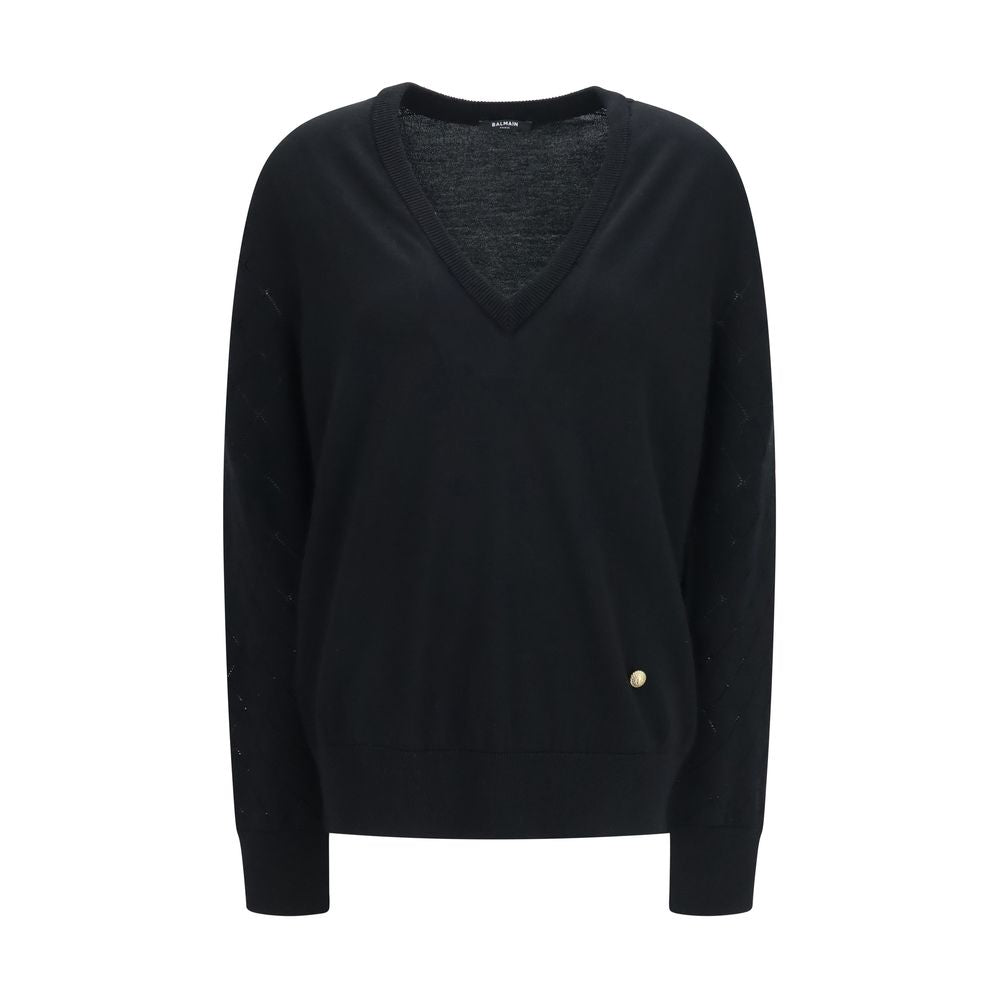 Sudadera Balmain de lana negra Oversized Aries