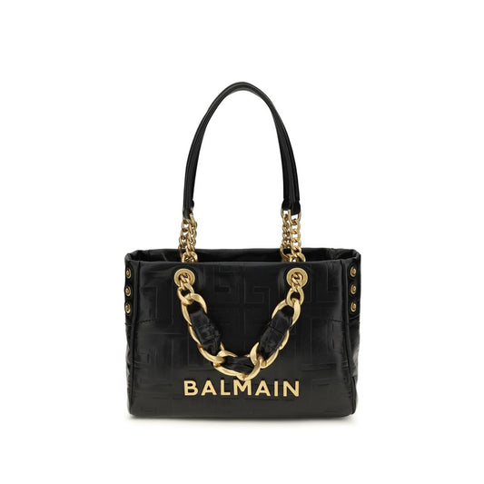 Bolso de Hombro Balmain de Piel de Becerro Negra Bos Taurus