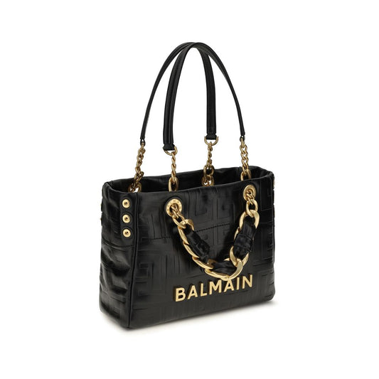 Bolso de Hombro Balmain de Piel de Becerro Negra Bos Taurus