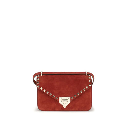 Sac porté épaule en cuir suédé rouge Valentino Garavani
