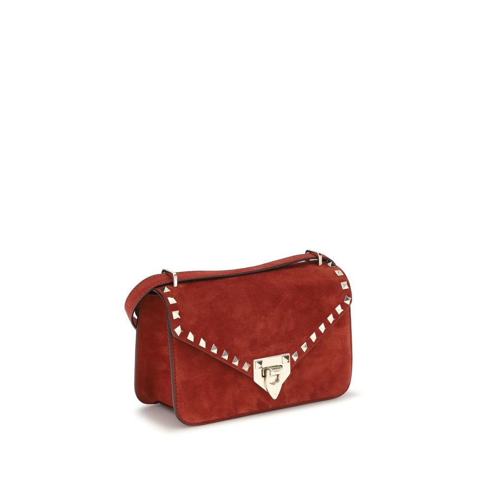 Sac porté épaule en cuir suédé rouge Valentino Garavani