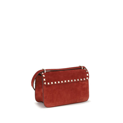 Sac porté épaule en cuir suédé rouge Valentino Garavani
