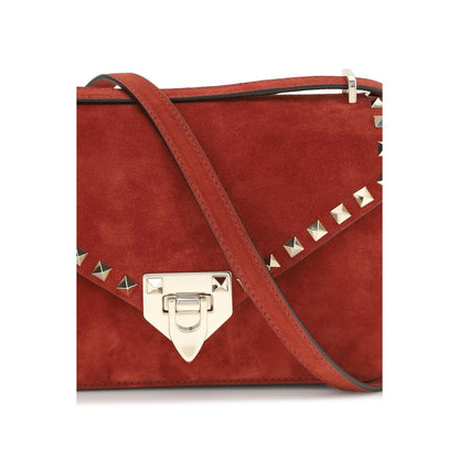 Sac porté épaule en cuir suédé rouge Valentino Garavani