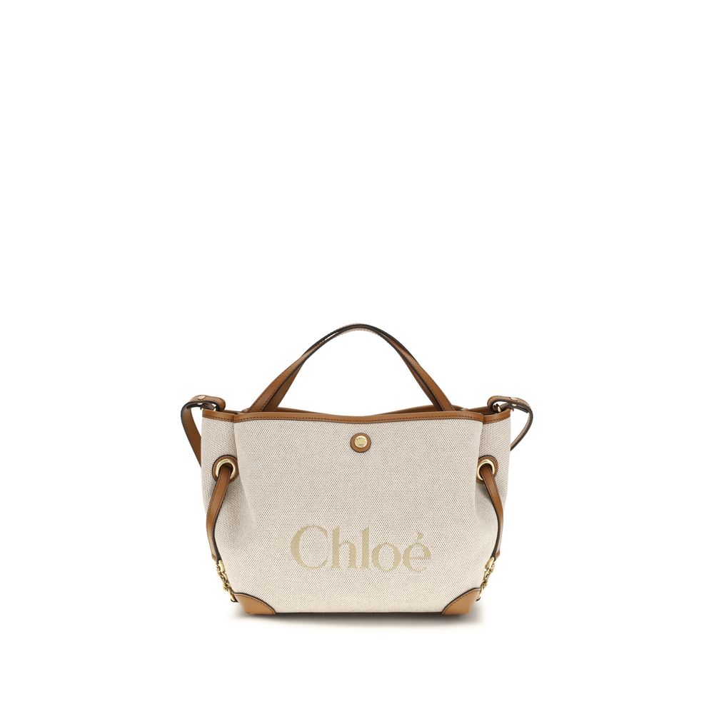 Bolso De Hombro De Tejido De Algodón Jacquard Beige Chloé