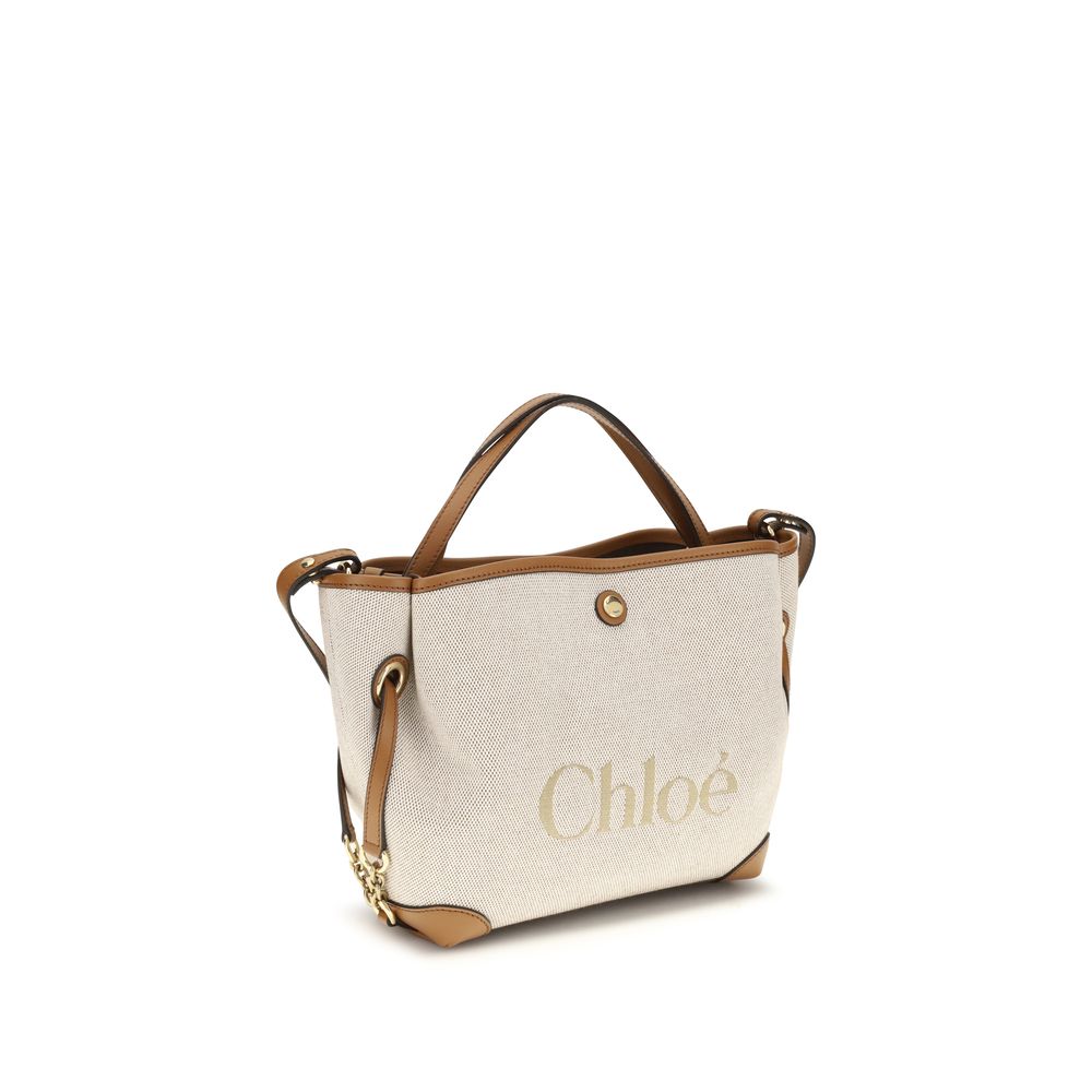 Bolso De Hombro De Tejido De Algodón Jacquard Beige Chloé