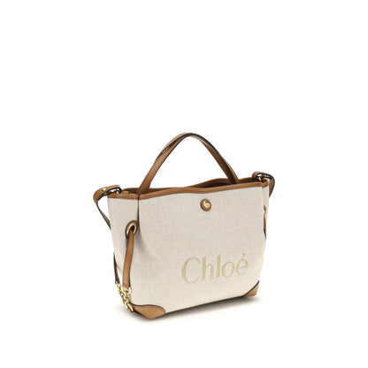 Bolso De Hombro De Tejido De Algodón Jacquard Beige Chloé