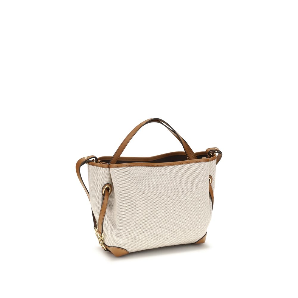 Bolso De Hombro De Tejido De Algodón Jacquard Beige Chloé