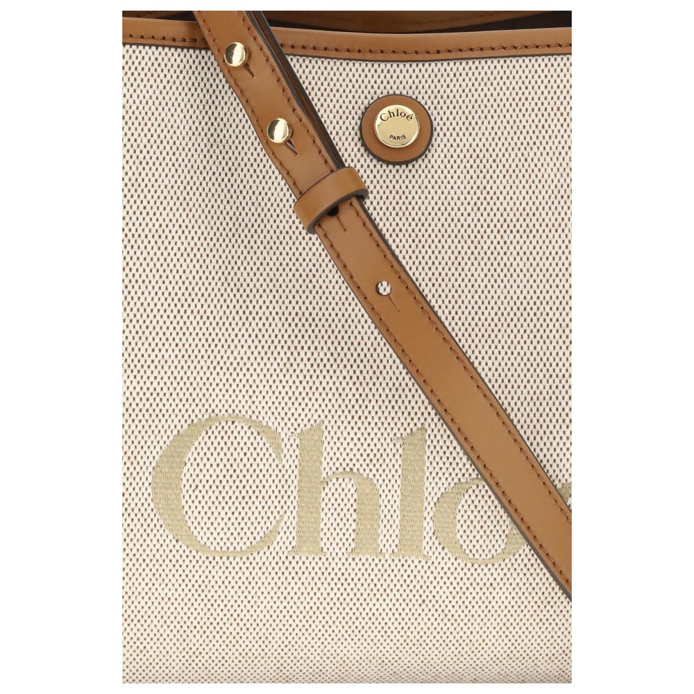 Bolso De Hombro De Tejido De Algodón Jacquard Beige Chloé