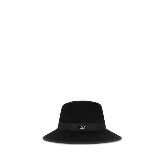 Sombrero Fedora Valentino Garavani de algodón negro