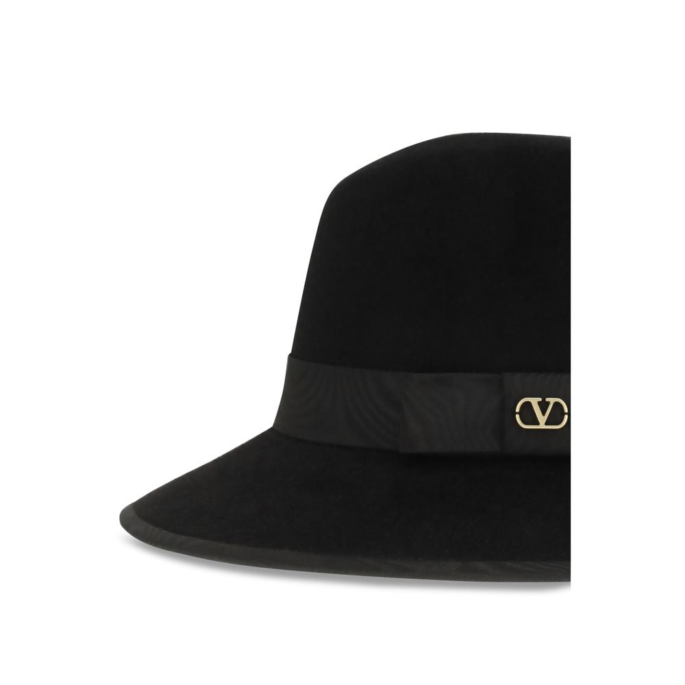 Sombrero Fedora Valentino Garavani de algodón negro