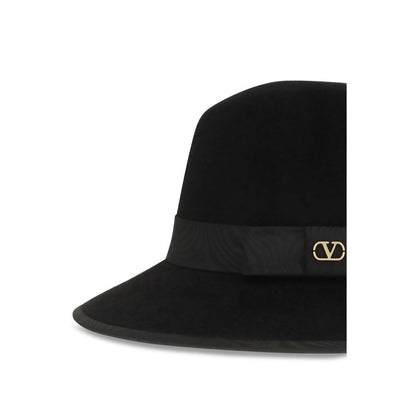 Sombrero Fedora Valentino Garavani de algodón negro