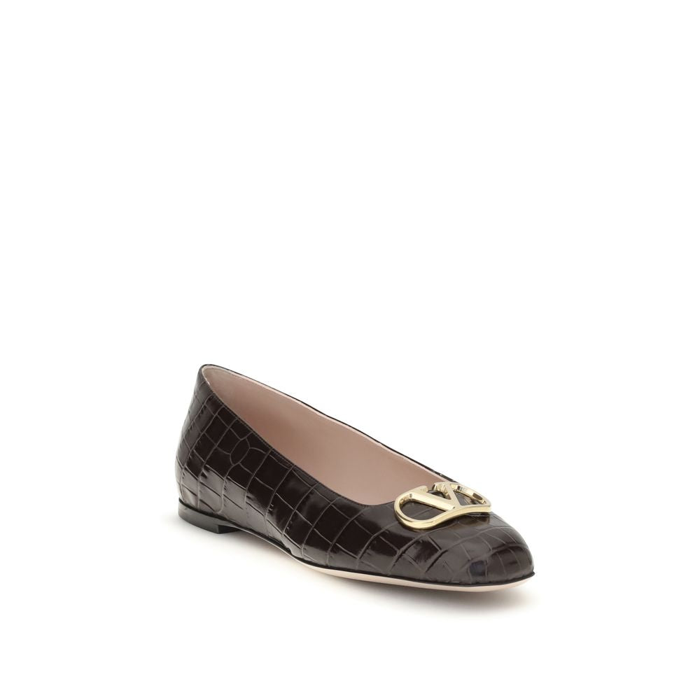 Valentino Garavani Brown Bos Taurus Calfskin Ballerina