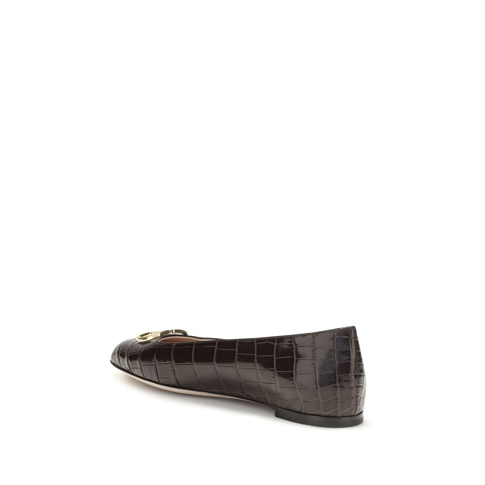 Valentino Garavani Brown Bos Taurus Calfskin Ballerina