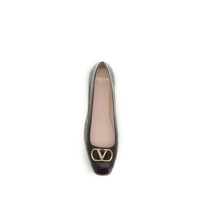 Valentino Garavani Brown Bos Taurus Calfskin Ballerina