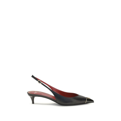 Valentino Garavani Black Calfskin Mid-Heel Pump Bos Taurus