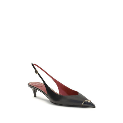 Valentino Garavani Black Calfskin Mid-Heel Pump Bos Taurus
