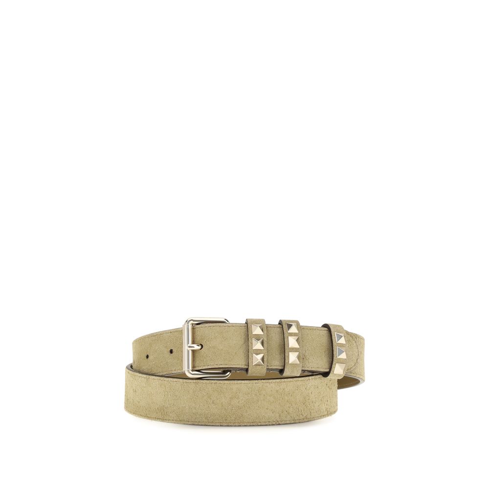 Cinturón Regular Piel Gamuza Beige Valentino Garavani