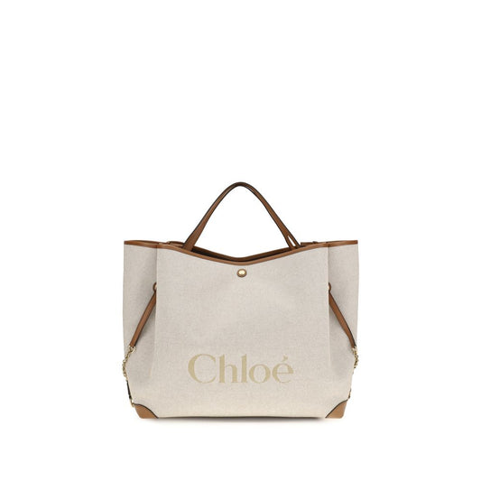 Bolso de hombro Chloé de algodón beige