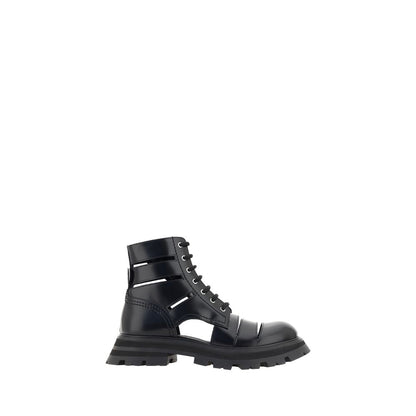 Alexander McQueen Botas De Piel Ternera Negra Bos Taurus Con Cordones
