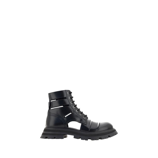Alexander McQueen Botas De Piel Ternera Negra Bos Taurus Con Cordones
