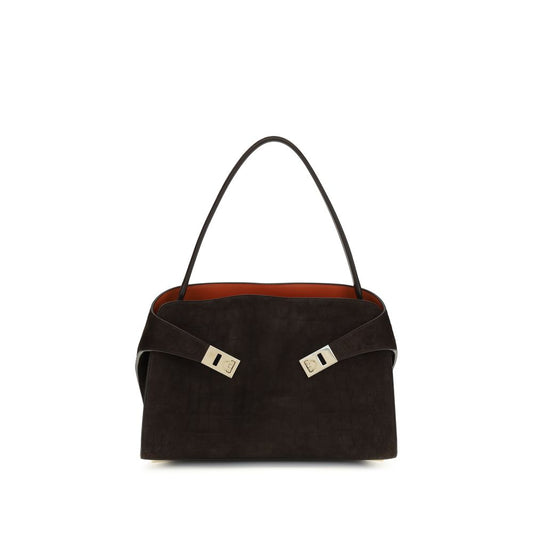 Bolso de hombro Ferragamo de piel de becerro marrón Bos Taurus