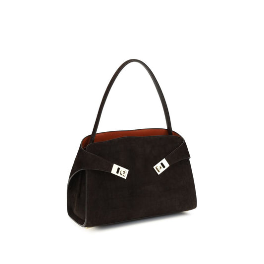 Bolso de hombro Ferragamo de piel de becerro marrón Bos Taurus