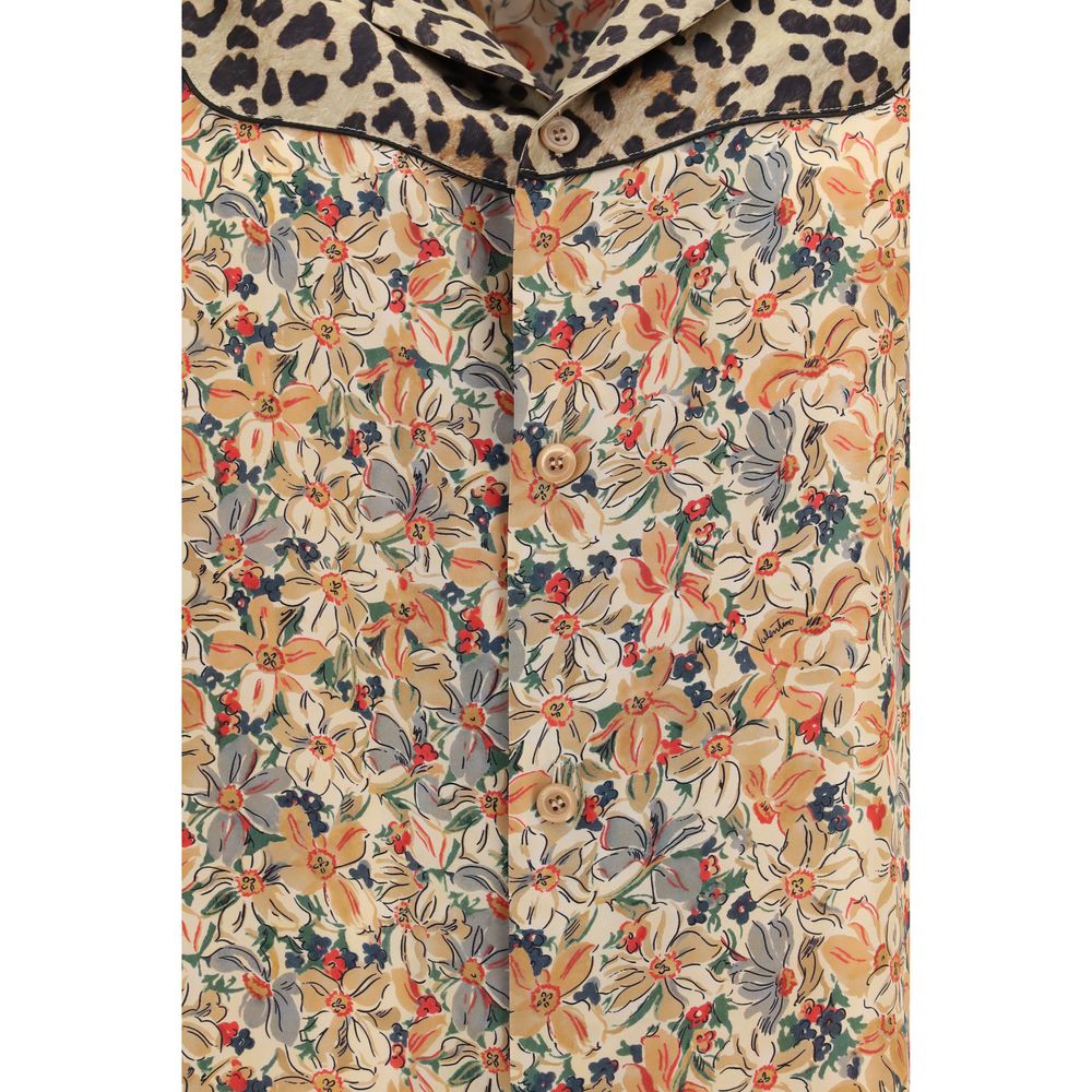 Camisa Valentino Garavani de Seda Multicolor Estampada