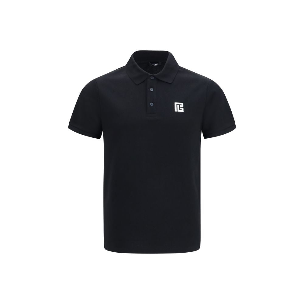 Polo Balmain de algodón negro