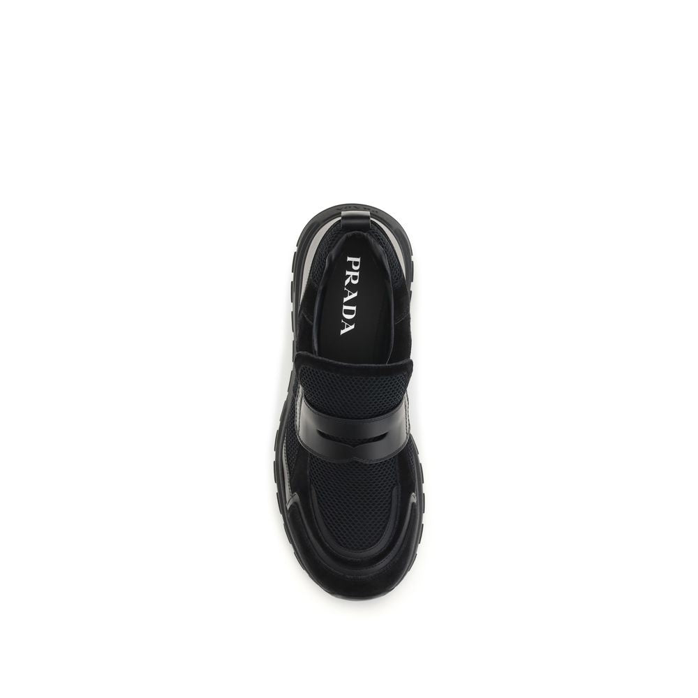 Prada Baskets en Cuir de Veau Noir Modèle Bos Taurus
