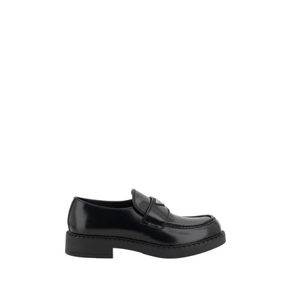 Mocasines de plataforma Prada en piel de becerro negra Bos Taurus