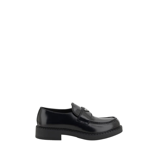 Mocasines de plataforma Prada en piel de becerro negra Bos Taurus