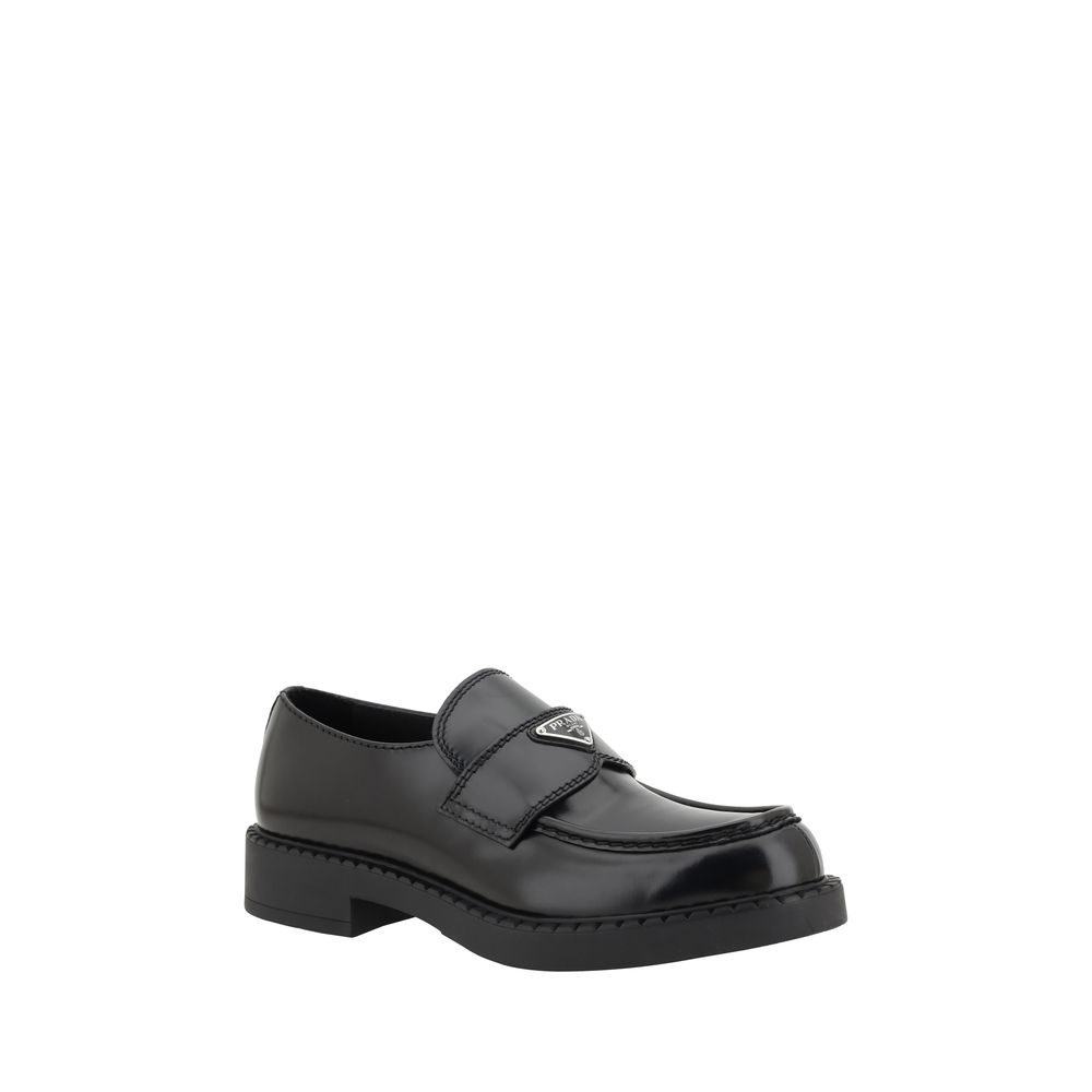 Mocasines de plataforma Prada en piel de becerro negra Bos Taurus