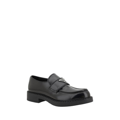 Mocasines de plataforma Prada en piel de becerro negra Bos Taurus