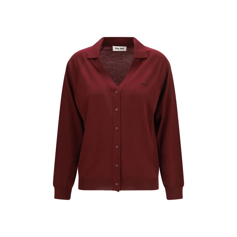 Miu Miu Cardigan - Laine Bordeaux Finition Douce Ovis Adres