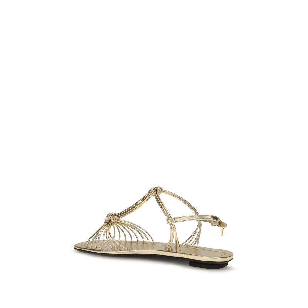Sandalias planas Prada de piel de becerro dorada Bos Taurus