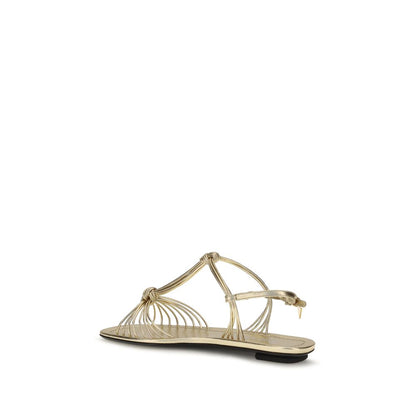 Sandalias planas Prada de piel de becerro dorada Bos Taurus