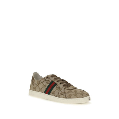 Zapatillas Deportivas Gucci De Tela Beige - Construcción Moderna