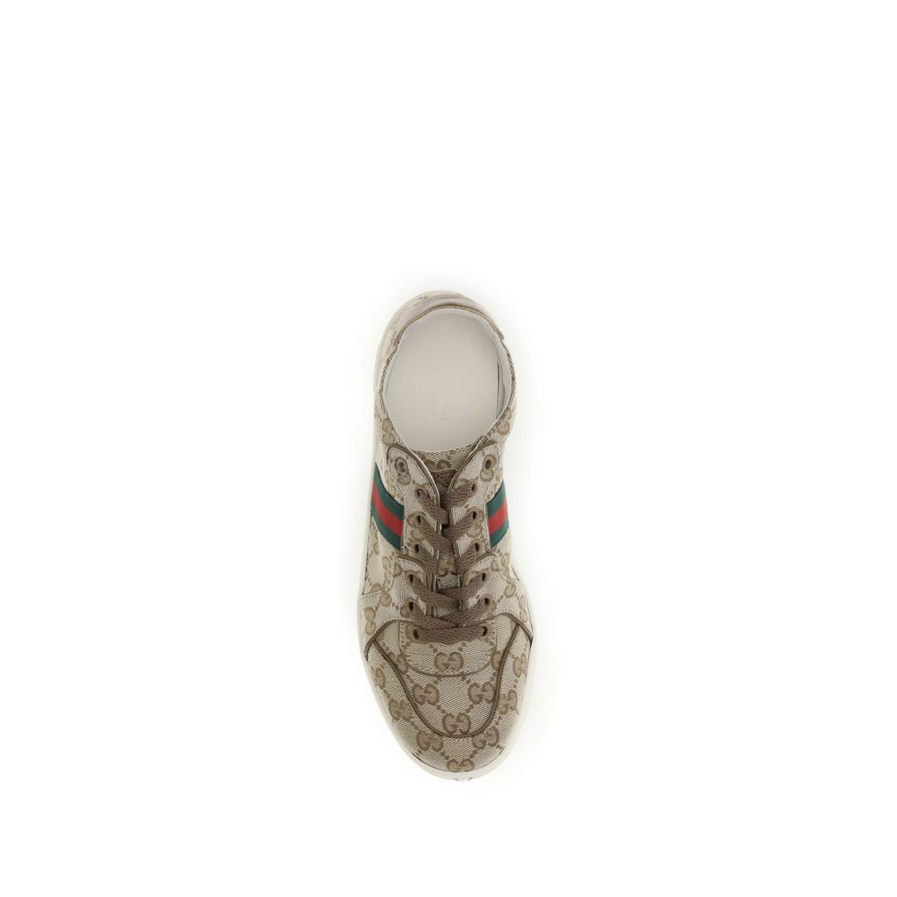 Zapatillas Deportivas Gucci De Tela Beige - Construcción Moderna