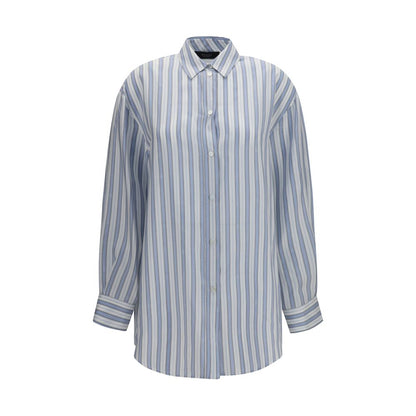 Camisa De Seda Jacquard Gucci Con Motivo Doble G En Azul