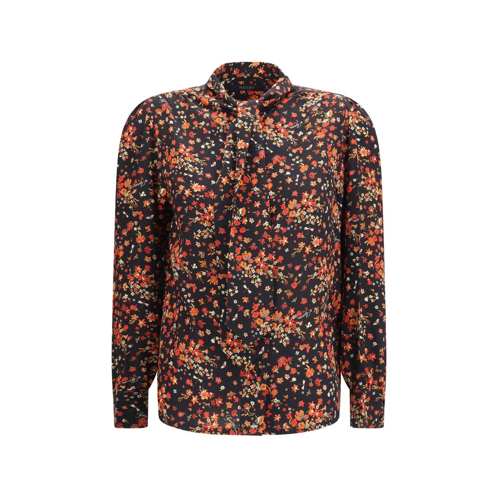 Camisa Gucci De Seda Con Estampado Multicolor Y Corte Regular