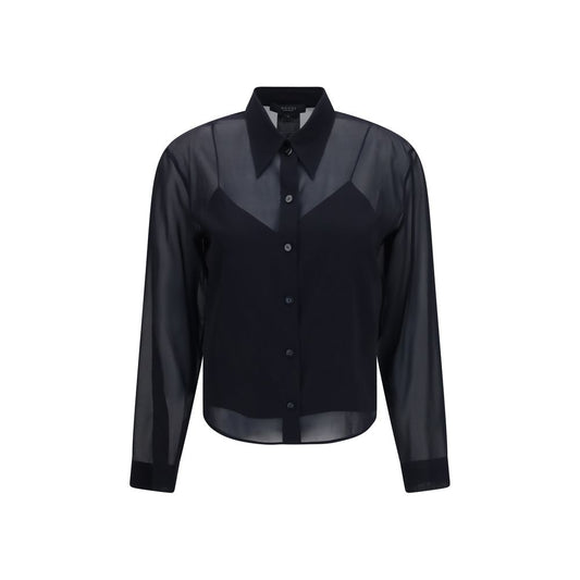 Camisa negra de seda estampada Gucci