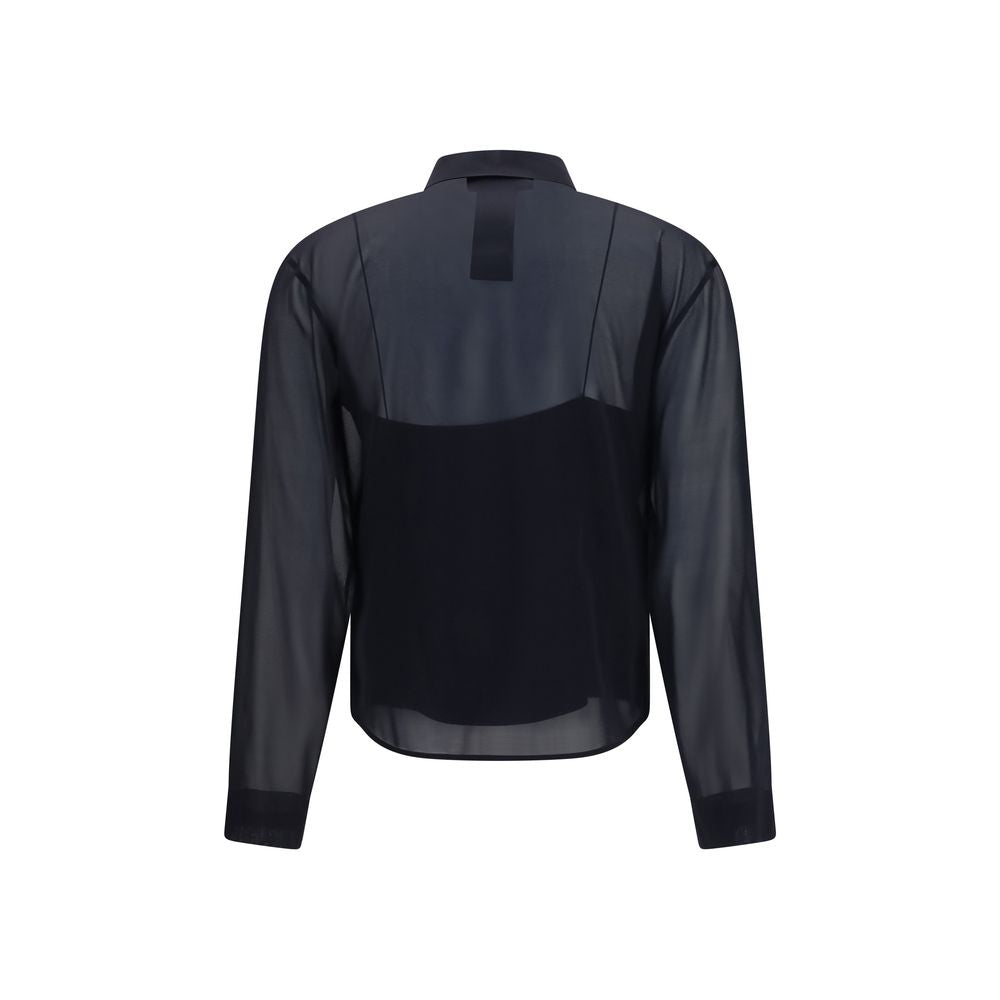 Chemise en Soie Noire à Motifs Gucci