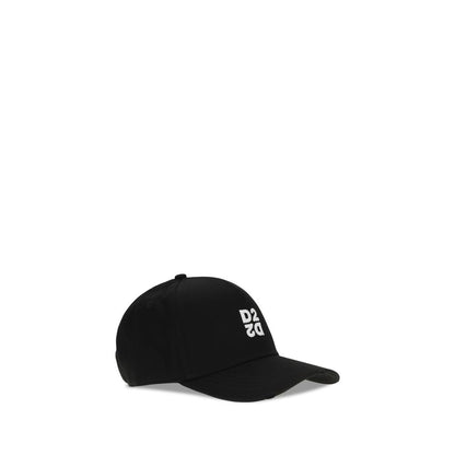 Gorra de algodón negra Dsquared² (gorra de béisbol)