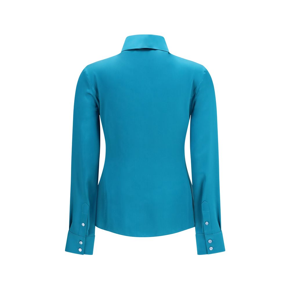 Camisa De Vestir Gucci De Seda Satinada En Color Azul