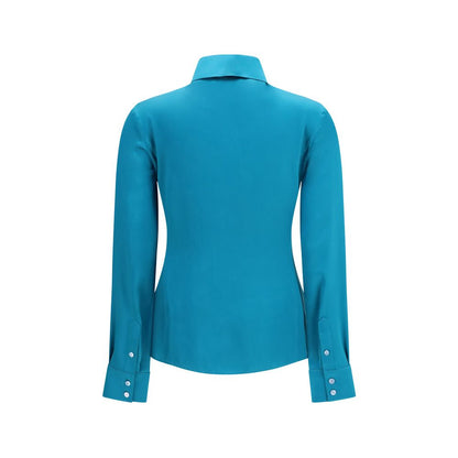 Camisa De Vestir Gucci De Seda Satinada En Color Azul