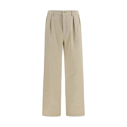 Pantalon décontracté en coton beige Prada