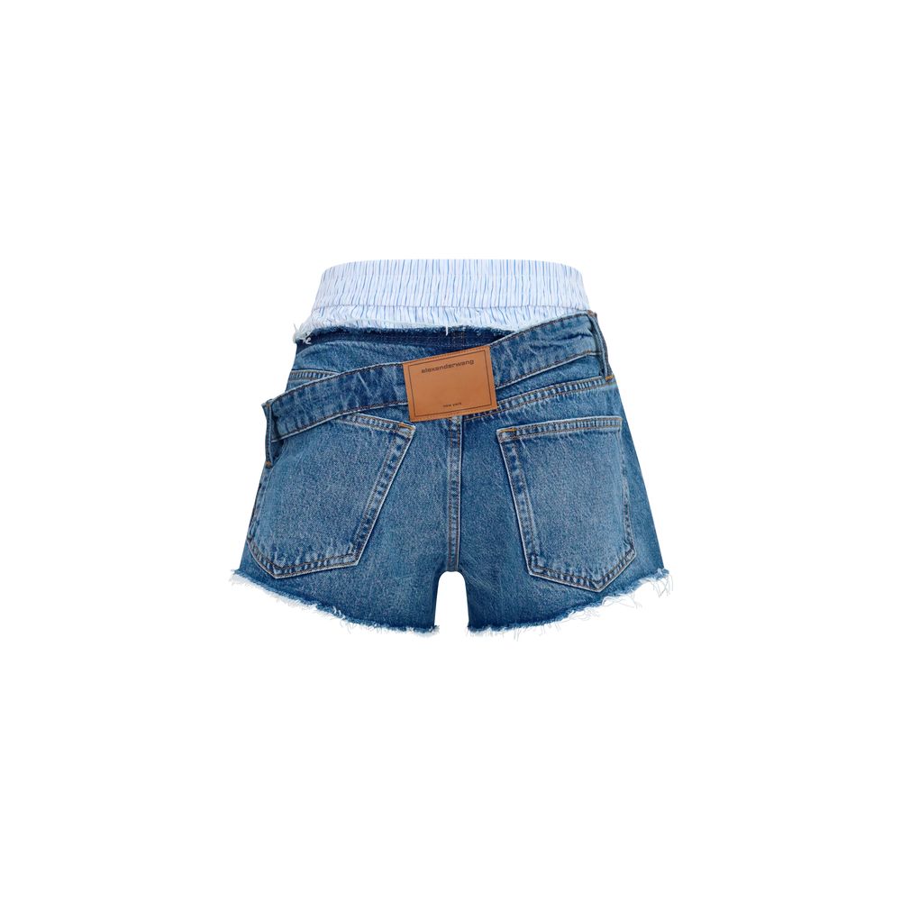Alexander Wang Pantalones Cortos de Algodón Azules Bermuda