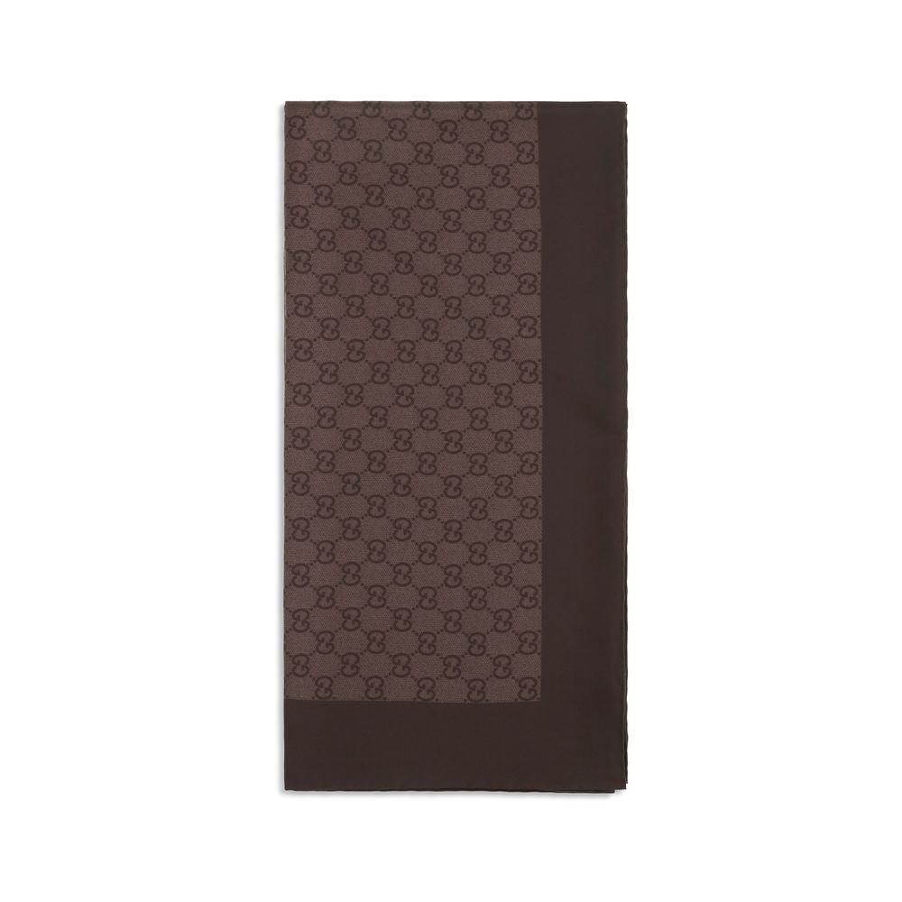 Fular de seda marrón Gucci