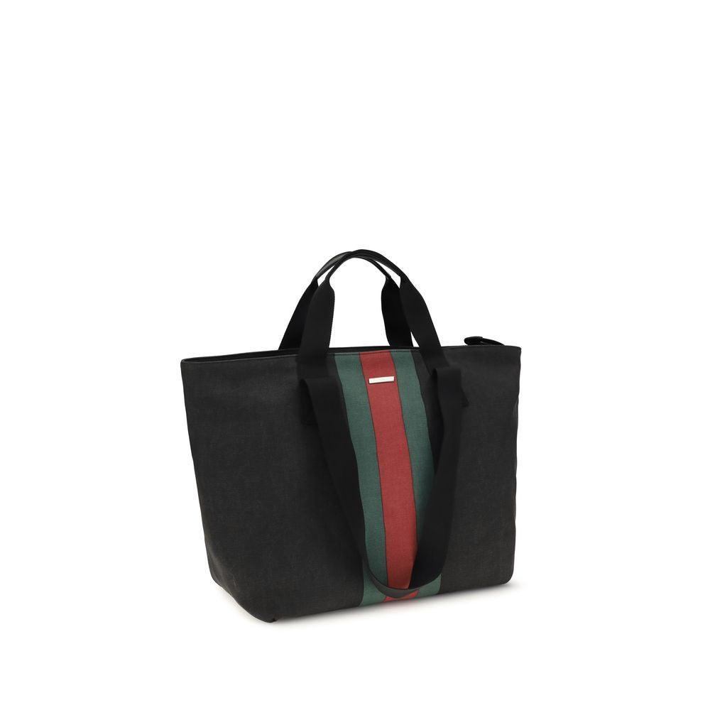 Gucci Black Canvas Positano Collection Medium Shoulder Bag