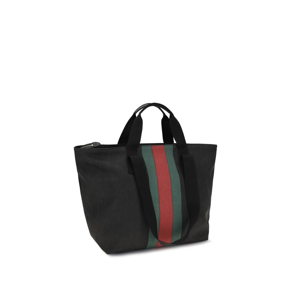 Gucci Black Canvas Positano Collection Medium Shoulder Bag